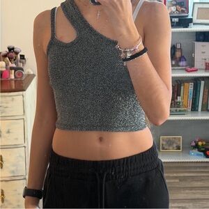 Gray One-Shoulder Women's Top